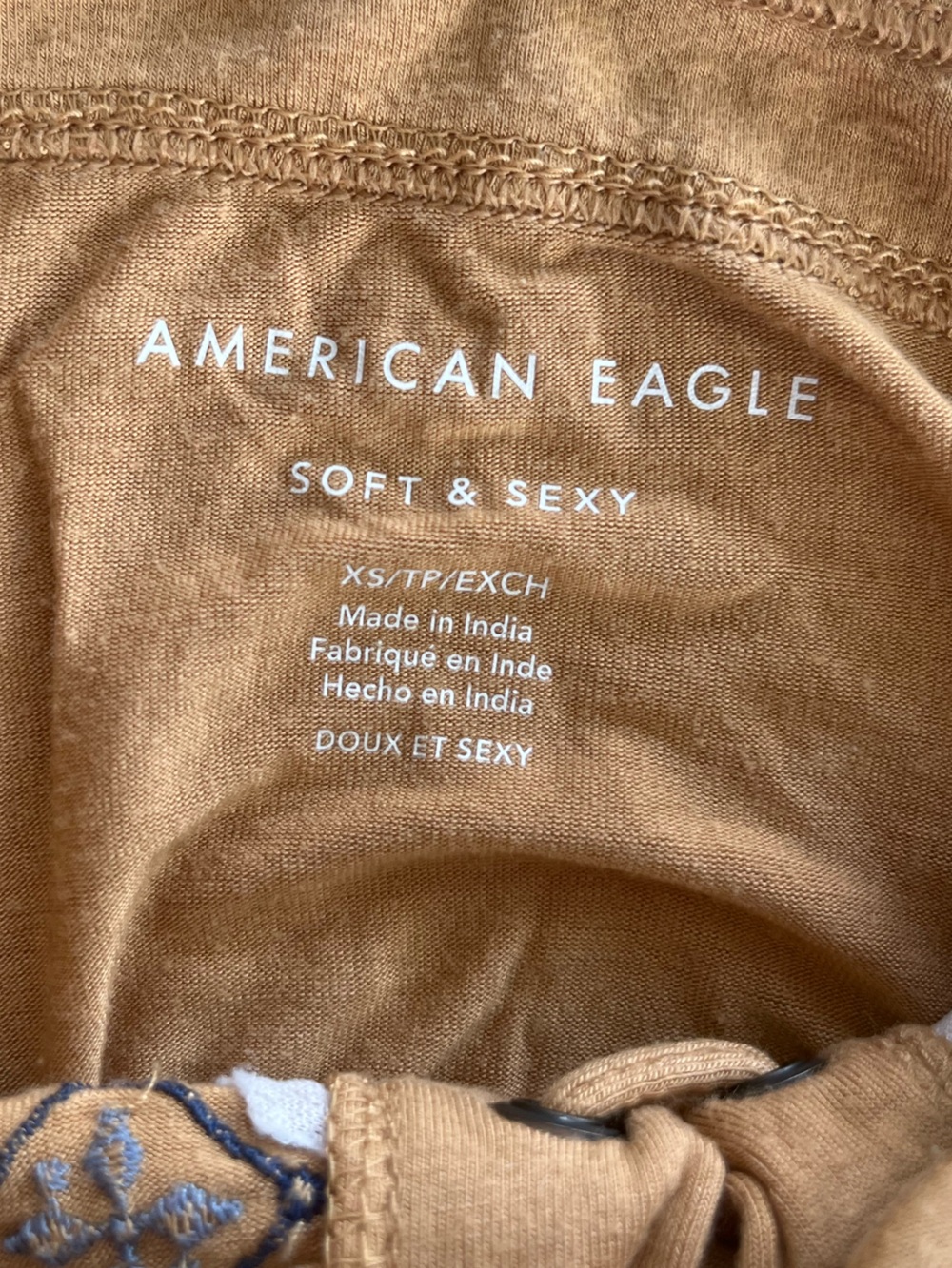 American Eagle Soft And Sexy Embroidered Lace Up Tank Boho Relaxed Fit - Picture 4 of 5
